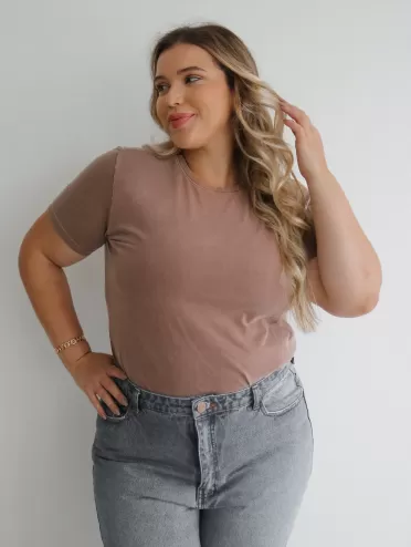 Camiseta Feminina 100% Algodão Estonada Manu Marrom