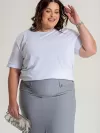 Camiseta Plus Size Feminina de Algodão Lisa Manga Alongada Ana Branco