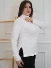 Blusa Feminina Canelada Gola Alta e Manga Longa Helena Off White