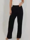 Calça Reta Feminina de Malha Ester com Bolso Faca e Cós Elástico