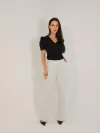 Blusa Feminina de Algodão Manga Bufante Decote V Alice Preto