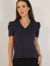 Blusa Feminina de Algodão Manga Bufante Decote V Alice Marinho