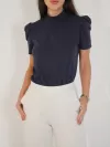 Blusa Feminina de Algodão Manga Bufante Gola Alta Lorena Marinho