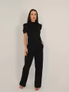 Blusa Feminina de Algodão Manga Bufante Gola Alta Lorena Preto