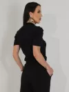 Blusa Feminina de Algodão Manga Bufante Gola Alta Lorena Preto