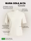 Blusa Feminina Algodão Gola Alta e Manga Curta Preto Gisele