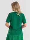 Camiseta Feminina de Algodão Lisa Manga Alongada Ana Verde Folha