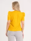 Blusa Feminina Manga Bufante de Algodão Lisa Serena Amarelo