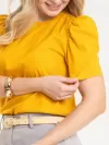 Blusa Feminina Manga Bufante de Algodão Lisa Serena Amarelo