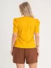 Blusa Feminina de Algodão Manga Bufante Decote V Alice Amarelo