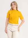 Blusa Feminina Algodão Gola Alta e Manga Curta Gisele Amarelo
