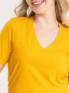 Blusa Feminina Decote V 100% Algodão Lisa íris Amarelo
