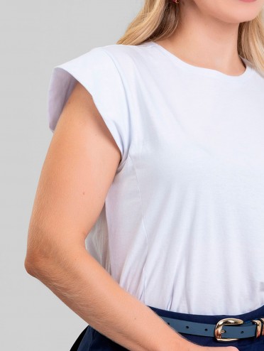 Regata Feminina 100% Algodão com Recorte Ombro Olívia Branca