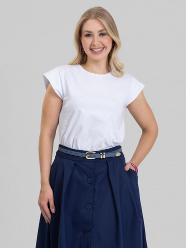 Regata Feminina 100% Algodão com Recorte Ombro Olívia Branca