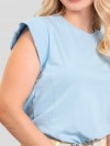 Regata Feminina 100% Algodão com Recorte Ombro Olívia Azul Claro