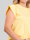 Regata Feminina 100% Algodão com Recorte Ombro Olívia Amarelo Manteiga