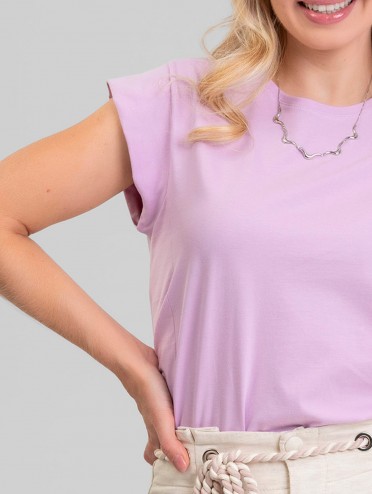 Regata Feminina 100% Algodão com Recorte Ombro Olívia Lilás