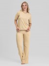 Conjunto em Molecotton de Viscose Premium com Calça Flare e Blusa Alongada Maitê Bege Claro