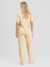 Conjunto em Molecotton de Viscose Premium com Calça Flare e Blusa Alongada Maitê Bege Claro