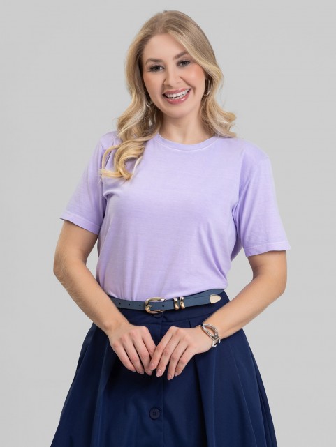 Camiseta Feminina 100% Algodão Estonada Manu Lilás