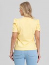 Blusa Feminina de Algodão Manga Bufante Decote V Alice Amarelo Manteiga