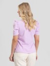 Blusa Feminina Manga Bufante de Algodão Lisa Serena Lilás