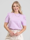 Blusa Feminina Manga Bufante de Algodão Lisa Serena Lilás