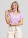 Blusa Feminina 100% Algodão Premium Manga Babados Luma Lilás