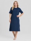 Vestido Midi de Molecotton de Viscose Aurora Marinho
