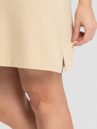 Vestido Curto de Molecotton de Viscose Cecília Bege