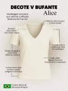 Blusa Feminina de Algodão Manga Bufante Decote V Alice Amarelo Manteiga