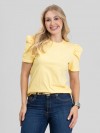 Blusa Feminina Manga Bufante de Algodão Lisa Serena Amarelo Clara