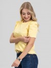 Blusa Feminina Manga Bufante de Algodão Lisa Serena Amarelo Clara