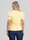 Blusa Feminina Manga Bufante de Algodão Lisa Serena Amarelo Clara