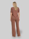 Conjunto em Molecotton de Viscose Premium com Calça Flare e Blusa Alongada Maitê Marrom Cacau