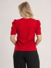 Blusa Feminina de Algodão Premium Manga Bufante Decote V Alice Vermelho