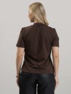 Blusa Feminina de Algodão Gola Alta e Manga Curta Gisele Marrom Café