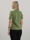 Blusa Feminina de Algodão Gola Alta e Manga Curta Gisele Verde Oliva