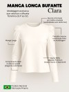 Blusa Feminina Manga Longa Bufante de Algodão Lisa Clara Off White