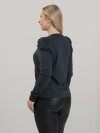Blusa Feminina em Algodão Premium Manga Longa Bufante Lisa Clara Grafite