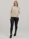 Blusa Feminina em Algodão Premium Manga Longa Bufante Lisa Clara Bege