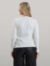 Blusa Feminina em Cotton Premium Decote U com Manga Longa Lisa Lia Off White