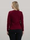 Blusa Feminina em Cotton Premium Decote U com Manga Longa Lisa Lia Vinho
