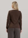 Blusa Feminina em Cotton Premium Decote U com Manga Longa Lisa Lia Marrom Café