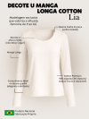 Blusa Feminina em Cotton Premium Decote U com Manga Longa Lisa Lia Off White