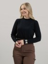 Blusa Feminina em Cotton Premium Gola Alta com Manga Longa Lisa Nina Preto