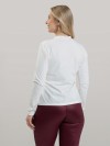 Blusa Feminina em Cotton Premium Gola Alta com Manga Longa Lisa Nina Off White