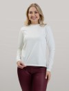 Blusa Feminina em Cotton Premium Gola Alta com Manga Longa Lisa Nina Off White