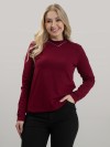 Blusa Feminina em Cotton Premium Gola Alta com Manga Longa Lisa Nina Vinho
