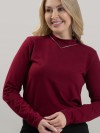 Blusa Feminina em Cotton Premium Gola Alta com Manga Longa Lisa Nina Vinho